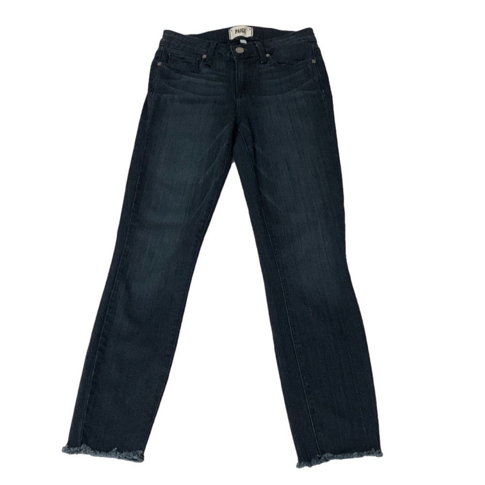 PAIGE Verdugo Crop Jeans, Size 25, Dark Wash Blue Denim